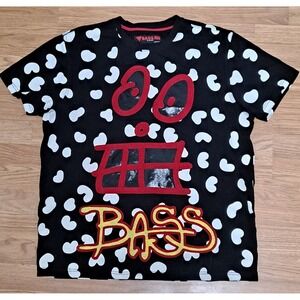 Ron Bass Shirt Mens 2XL Allover Graphic Print Streetwear Hearts